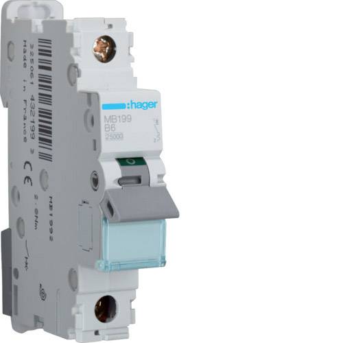 Hager MB199 MB199 Leitungsschutzschalter 1phasig 1polig 6 A 230 V, 400 V