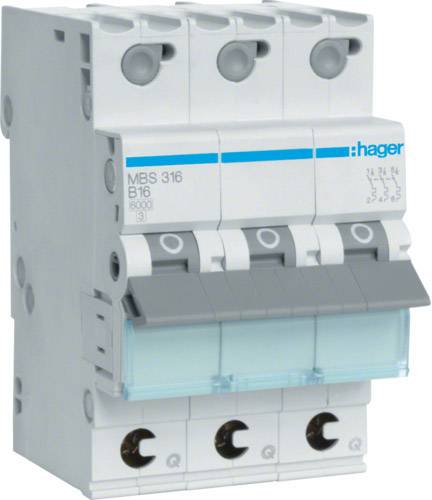 Hager Leitungsschutzschalter MBS316 3polig B16A 6kA QC 3M-0