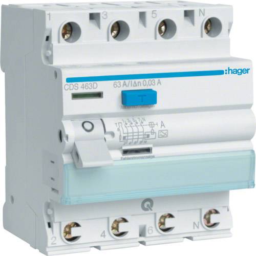 Hager CDS463D CDS463D Fehlerstrom-Schutzschalter 4polig 0.03 A