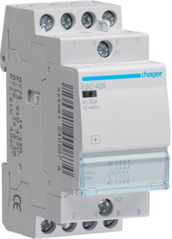 Hager ESC425 Installationsschütz 4 Schließer 400 V Piece 1 St.