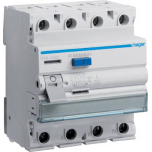 Thumbnail - Hager CFA440D CFA440D Fehlerstrom-Schutzschalter 4polig 40 A 0.3 A