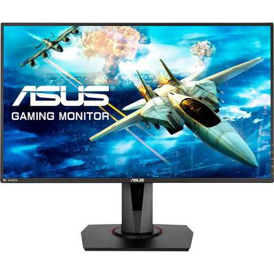 Ein Asus Gaming-Monitor zeigt ein dynamisches Luftkampf-Szenario mit Flugzeugen vor einer explodierenden Kulisse.