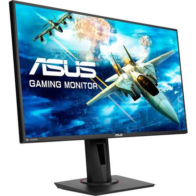 Ein Asus-Gaming-Monitor mit einem Action-Videospiel auf dem Bildschirm, das Kampfflugzeuge zeigt.