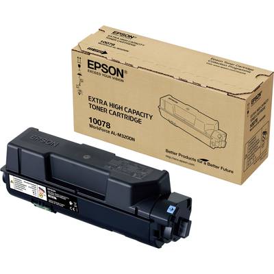 Epson Tonerkartusche mit hoher Kapazität, Modell 10078, vor einem passenden Verpackungskarton. Geeignet für Workforce AL-M320DN.