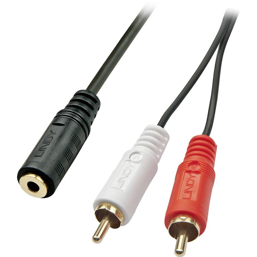 Lindy 35677 0.25m 2 x RCA 3.5mm Zwart, Rood, Wit audio kabel