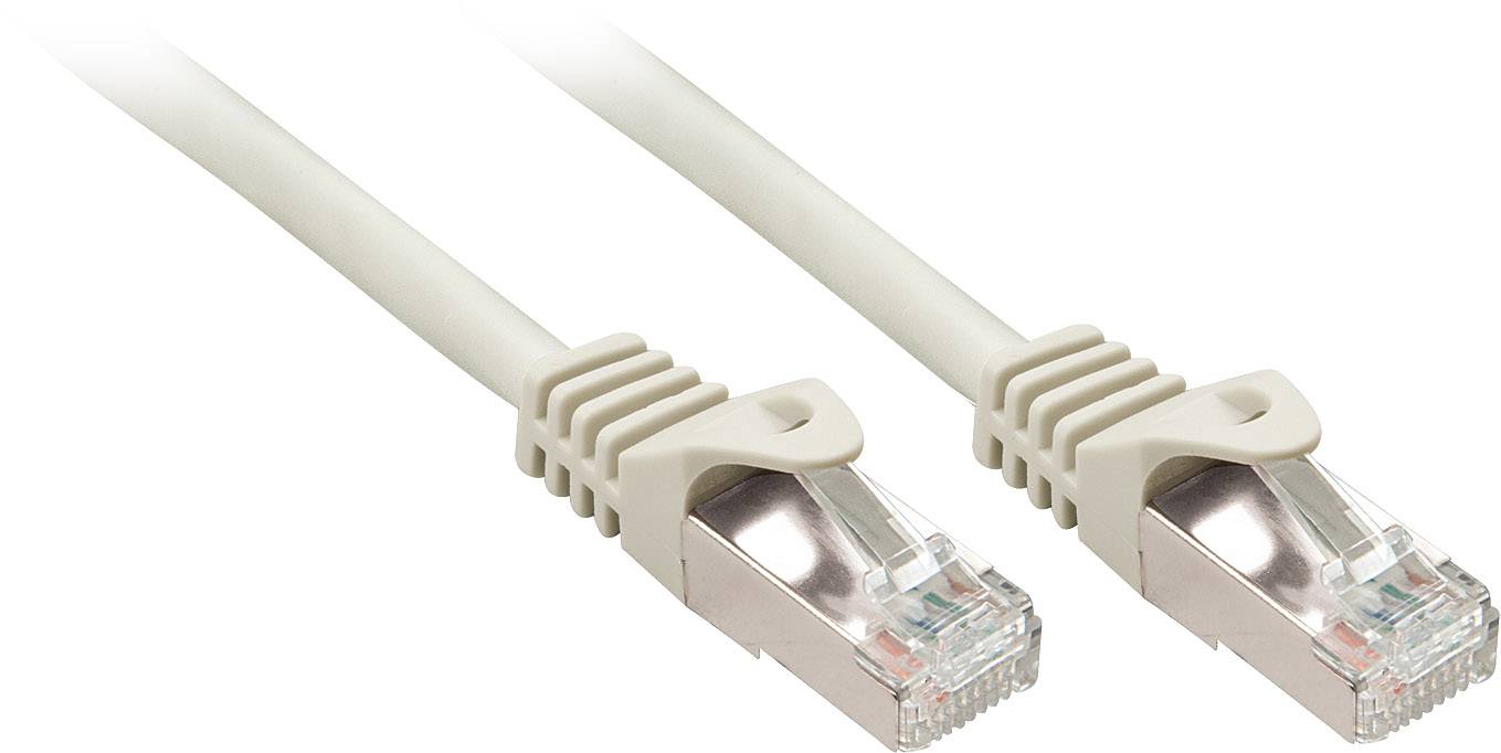 Zwei graue Ethernet-Kabel mit RJ-45-Steckern für Netzwerkverbindungen.
