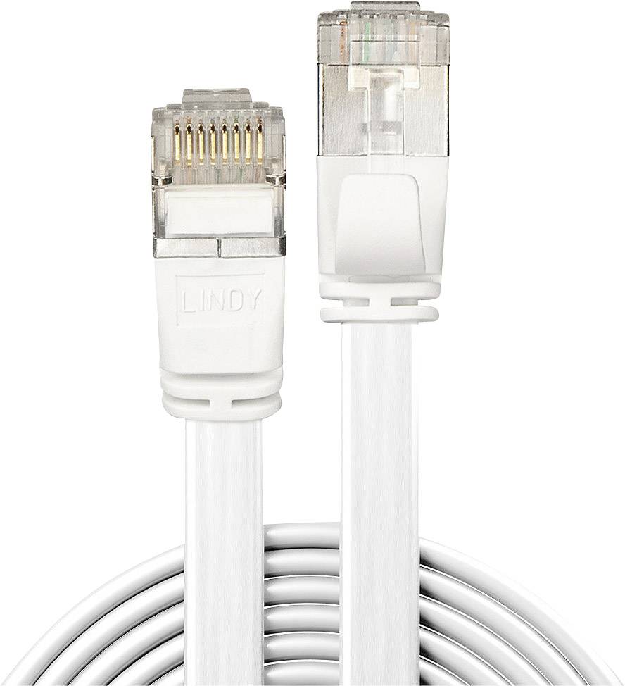 LINDY 47540 RJ45 Netzwerkkabel, Patchkabel CAT 6a U/FTP 0.30 m Weiß mit Rastnasenschutz 1 St.
