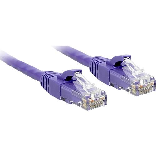 LINDY 48124 RJ45 Netzwerkkabel, Patchkabel CAT 6 U/UTP 3.00 m Violett mit Rastnasenschutz 1 St.