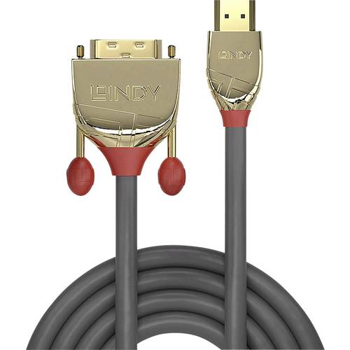 LINDY HDMI / DVI Adapterkabel HDMI-A Stecker, DVI-D 18+1pol. Stecker 10.00 m Grau 36198 HDMI-Kabel