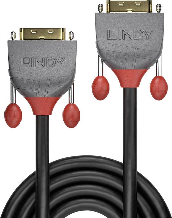 LINDY DVI Anschlusskabel DVI-D 24+1pol. Stecker, DVI-D 24+1pol. Stecker 1.00 m Schwarz 36221 DVI-Kabel