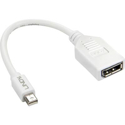 Ein weißer Adapter mit einem Mini DisplayPort-Stecker auf der einen Seite und einem HDMI-Buchse auf der anderen, für Videoverbindungen.