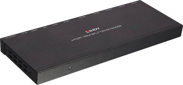 LINDY 70m Cat.6 4 Port HDMI 4K30 & IR Splitter Extender (Loop Out) 4 Port HDMI-Splitter  3840 x 2160 Pixel Schwarz