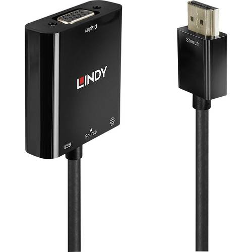 Thumbnail - LINDY HDMI / VGA Adapterkabel HDMI-A Stecker, VGA 15pol. Buchse 0.10 m Schwarz 38285 HDMI-Kabel