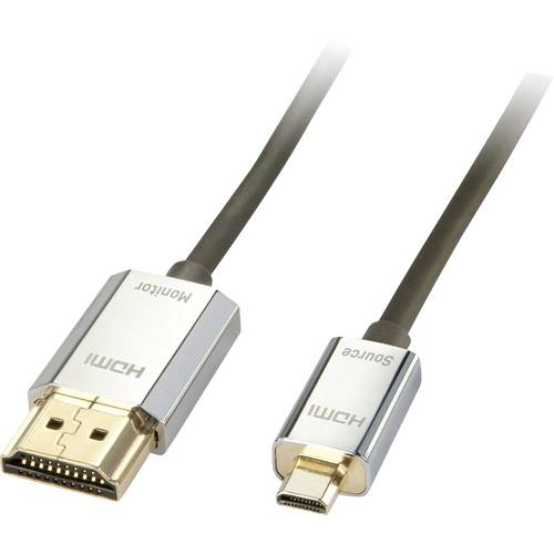 LINDY HDMI Anschlusskabel HDMI-Micro-D Stecker, HDMI-A Stecker 4.50 m Schwarz 41679 4K UHD HDMI-Kabel