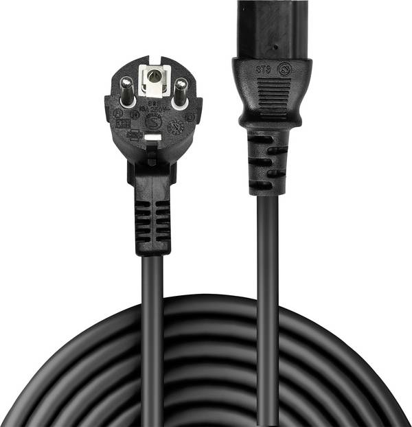 LINDY Strom Anschlusskabel [1x Schutzkontakt-Stecker - 1x Kaltgeräte-Buchse C13] 5.00 m Schwarz