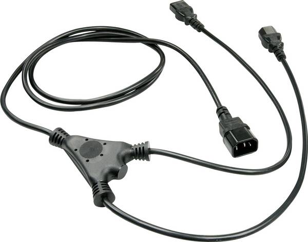 LINDY Strom Anschlusskabel [2x Kaltgeräte-Buchse C13 - 1x Kaltgeräte-Stecker C14] 2.00 m Mehrfarbig