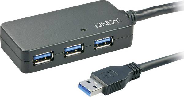 LINDY 43159 USB-Hub 4 Port USB-A USB 3.0 5 GBit/s  Mehrfarbig LINDY USB 3.0 Aktivverlaengerungs-Hub