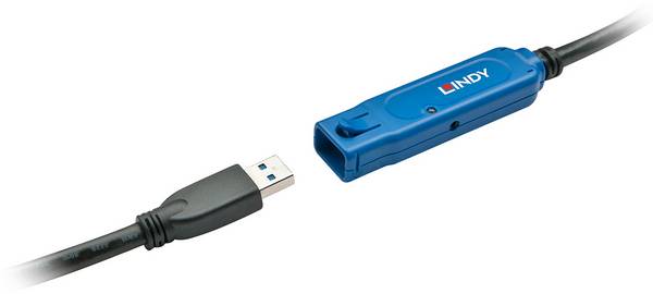 LINDY USB-Kabel  USB 3.1 Gen1 USB-A Buchse, USB-A Stecker 15.00 m Schwarz Aktiv mit Signalverstärkung 43229