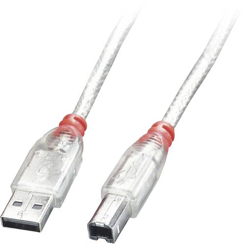 LINDY USB-Kabel USB 2.0 USB-A Stecker, USB-B Stecker 0.50 m Transparent 41751