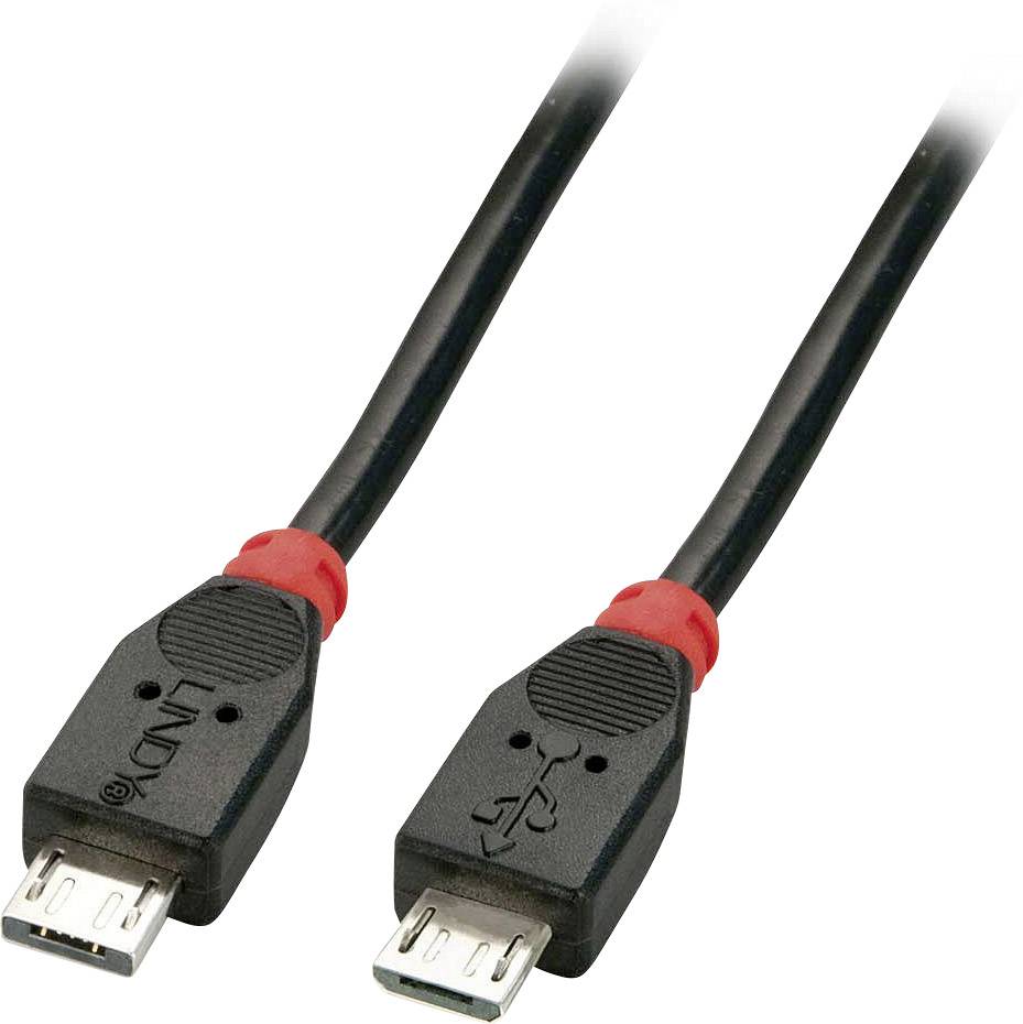 LINDY USB-Kabel USB 2.0 USB-Micro-A Stecker, USB-Micro-B Stecker 1.00 m Schwarz 31941