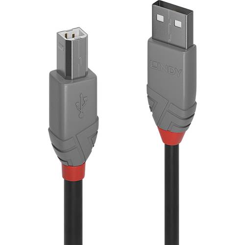 LINDY USB-Kabel USB 2.0 USB-A Stecker, USB-B Stecker 10.00 m Schwarz 36677