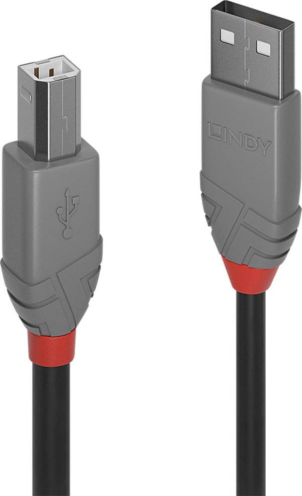 LINDY USB-Kabel USB 2.0 USB-A Stecker, USB-B Stecker 10.00 m Schwarz 36677