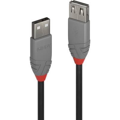 LINDY USB-Kabel USB 2.0 USB-A Stecker, USB-A Buchse 0.50 m Schwarz  36701