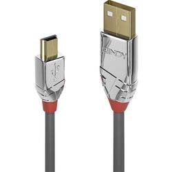 Prepojovací kábel LINDY LINDY 3m USB 2.0 A/Mini-B Kabel Cromo 36633, 3.00 m, sivá