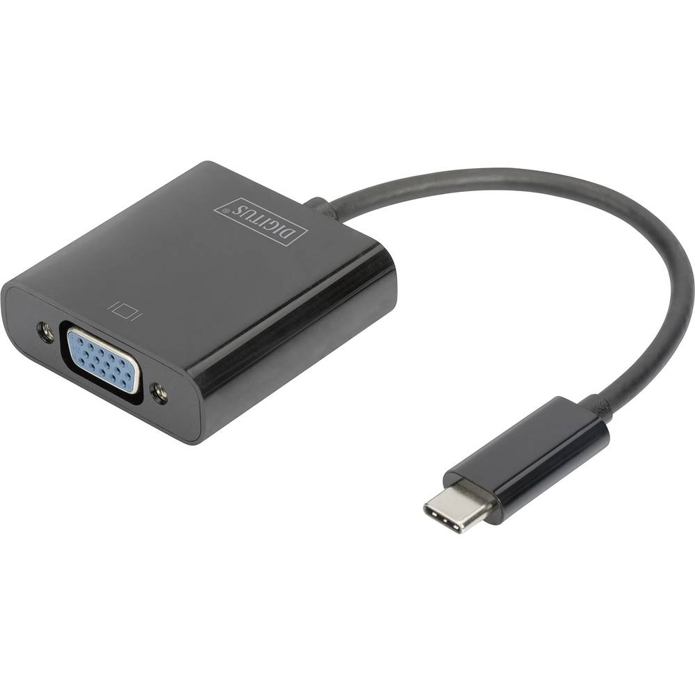 Adapter USB-VGA [1x USB-C stekker 1x VGA-bus] Zwart Digitus