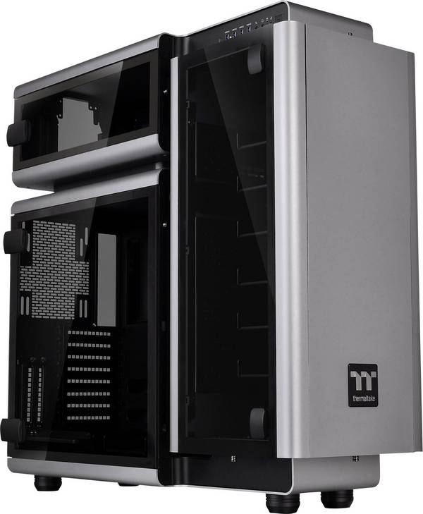 Thermaltake Level 20 Full Tower PC-Gehäuse Schwarz, Silber 3 Vorinstallierte LED Lüfter, Seitenfenster, Werkzeugfreie Festplatteninstallation
