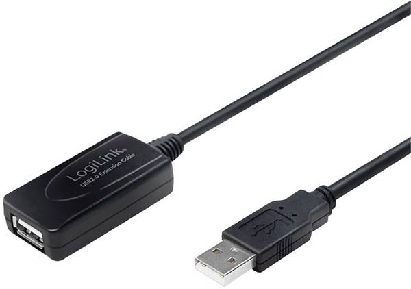 LogiLink USB-Kabel USB 2.0 USB-A Stecker, USB-A Buchse 10.00 m Schwarz UA0143