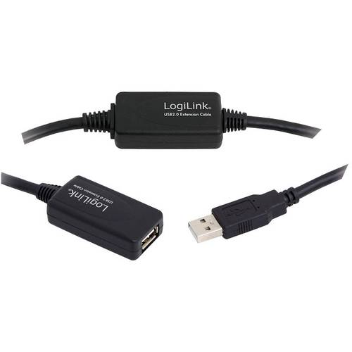 LogiLink USB-Kabel USB 2.0 USB-A Stecker, USB-A Buchse 25.00 m Schwarz UA0147