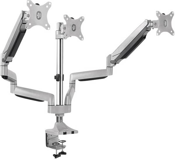 LogiLink BP0052  Monitor-Tischhalterung 3 Display(s) 33,0 cm (13") - 81,3 cm (32") Silber Neigbar, Schwenkbar