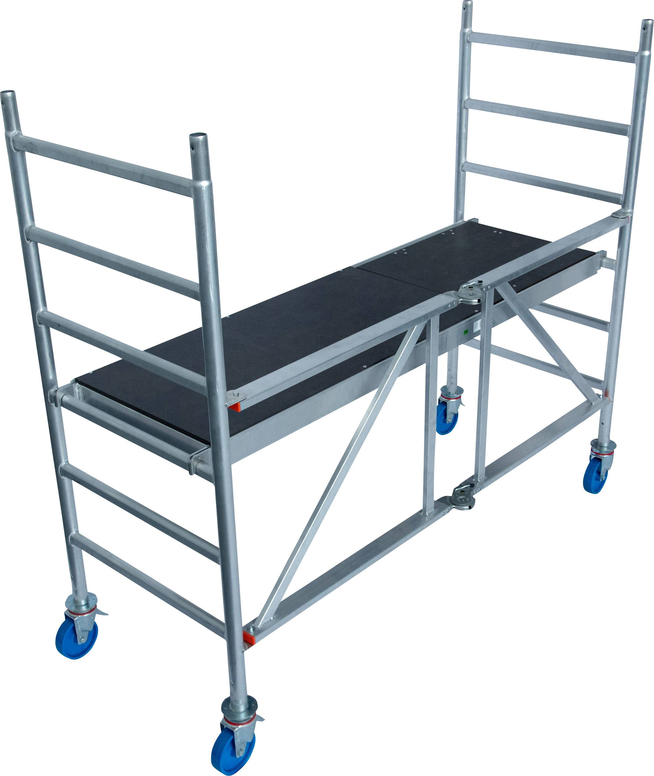 Gerüst mit Rollen, geeignet für den Innen- oder Außenbereich, bietet eine sichere Plattform für Arbeiten in der Höhe.