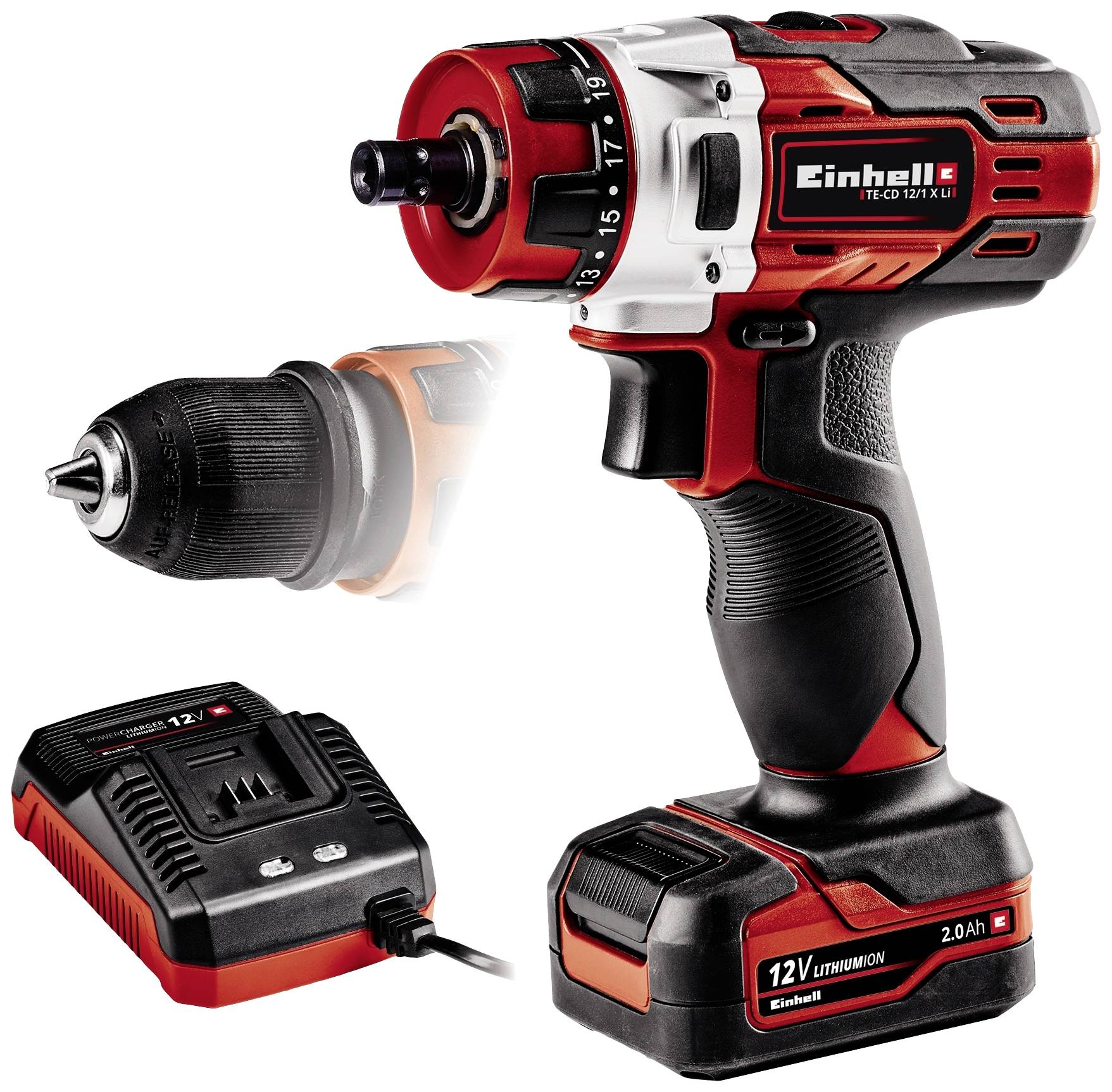 Einhell TE-CD 18/40 Li-Solo TE-CD 12/1 X-Li (1x2,0Ah) 4513592 Borrskruvdragare batteri 12 V 2000 mAh Li-Ion inkl. 1x batteri, inkl. väska