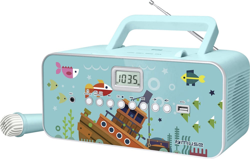 Muse M29KB Kinder CDPlayer CD, UKW, USB Inkl. Mikrofon Türkis kaufen