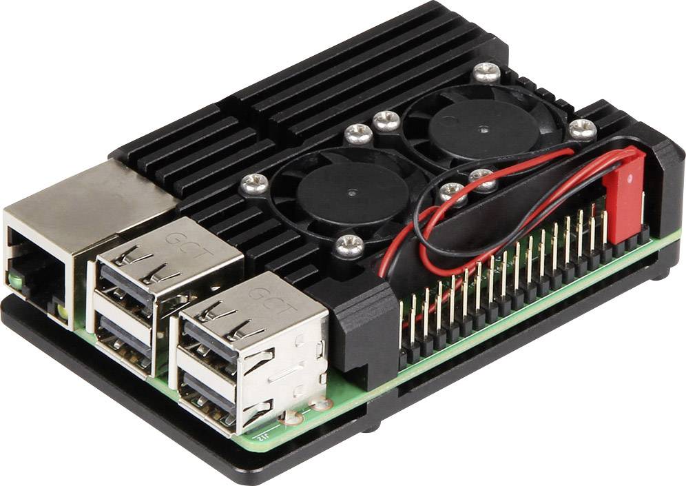 Joy-it Armor Case BLOCK ACTIVE SBC-Gehäuse Passend für (Entwicklungskits): Raspberry Pi® inkl. aktiven Kühler Schwarz-1