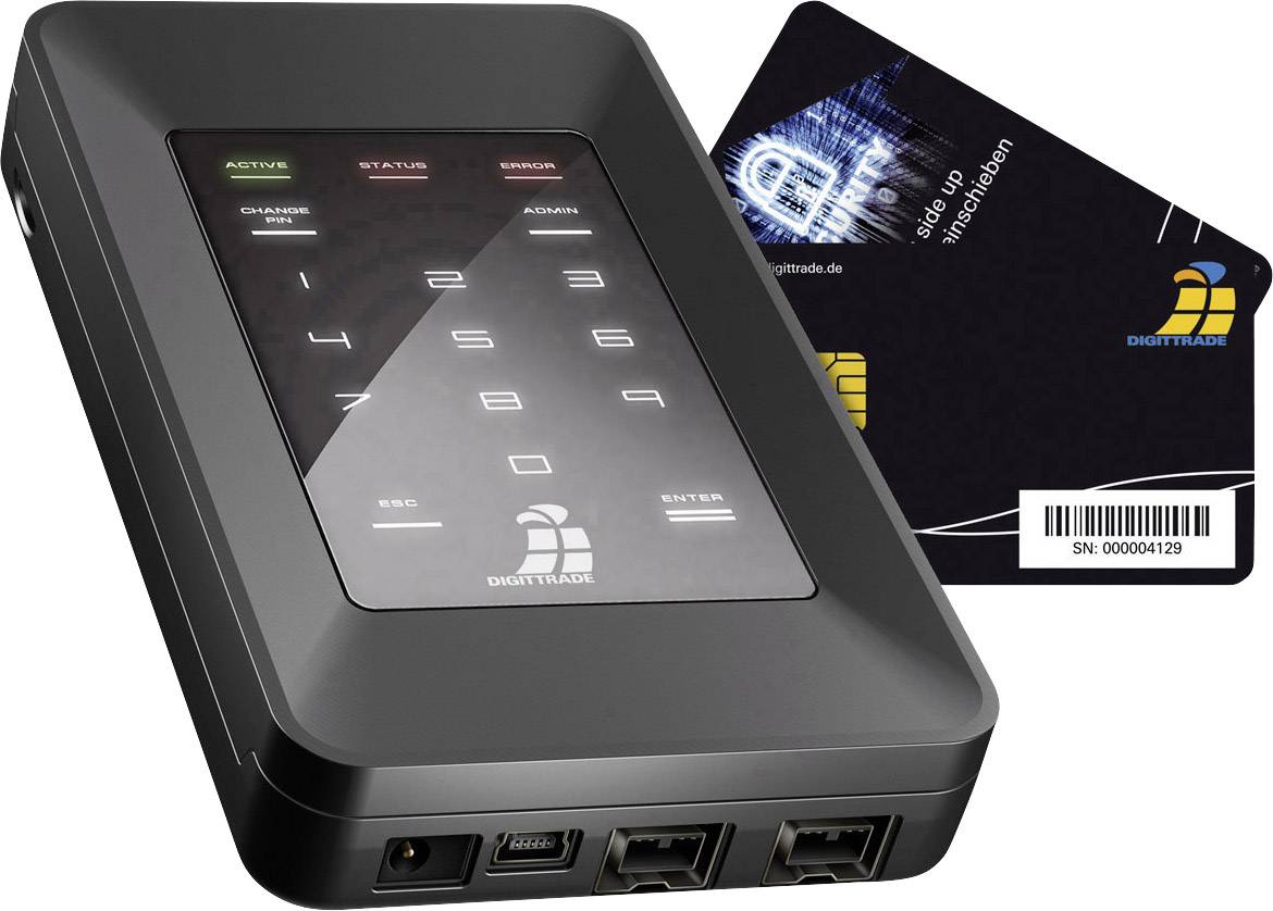DIGITTRADE HS256S 500GB externe Festplatte mit Hardware Verschluesselung 256-Bit AES Smartcard+PIN i