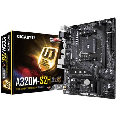 Gigabyte GA-A320M-S2H AM4 AMD Mainboard Sockel (PC) AMD AM4 Formfaktor (Details) Micro-ATX Mainboard-Chipsatz AMD® A320