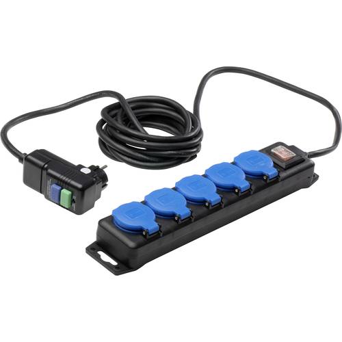 AS Schwabe 38604 Strom Verlängerungskabel Schwarz, Blau 4.50 m H07RN-F 3G 1,5 mm² mit FI-Schutzschalter