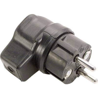 Schwarzer Schuko-Steckeradapter mit zwei Stiften, geeignet für europäische Steckdosen.