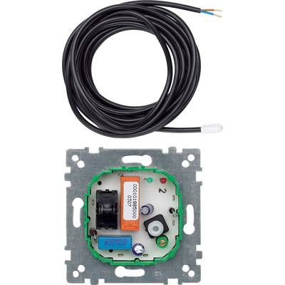 Temperatursensor mit Kabel, geeignet für Wandmontage. Zeigt Anschlussklemmen und Sensorplatine. Kabel in der oberen Hälfte sichtbar.