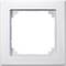 Quadratischer, weißer Lichtschalterrahmen, ohne eingebauten Schalter. Geeignet für Standardinstallationen an Wänden.