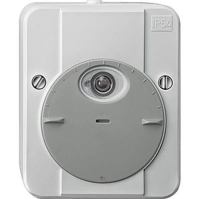 Eine graue Sicherheitskamera mit IP54-Klassifizierung. Sie hat eine runde Linse in der Mitte und zwei Schrauben an den Seiten.
