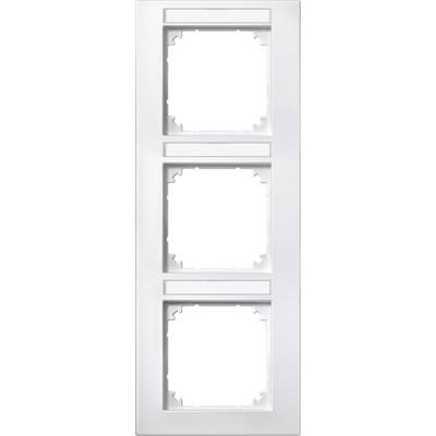 Dreifach-Rahmen für Lichtschalter, weiß, mit eckigen Ausschnitten für Schaltermodule. Geeignet zur Wandmontage.