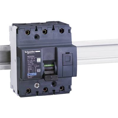 Ein elektronischer Leistungsschalter von Schneider Electric mit der Bezeichnung 'NG125N', montiert auf einer Schiene.