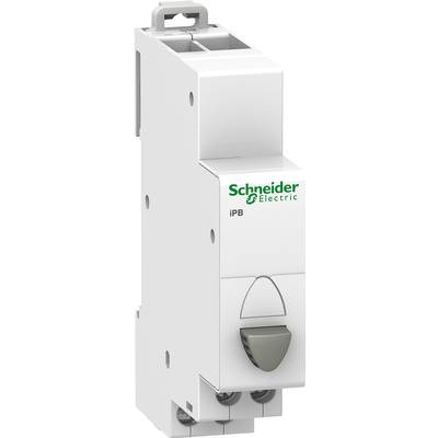 Ein weißer elektrischer Schutzschalter mit grünem 'Schneider Electric'-Logo an der Seite.