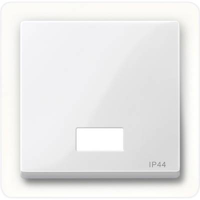 Weiße, quadratische Lichtschalterabdeckung mit glatter Oberfläche und der Kennzeichnung 'IP44' unten rechts.