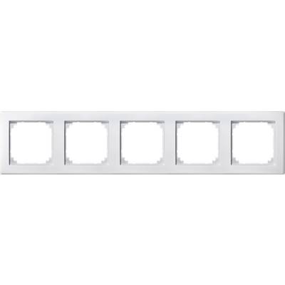 Weiße Plastikschalterabdeckung mit fünf leeren Aussparungen, geeignet für Lichtschalter oder Steckdosen in einer Wand.