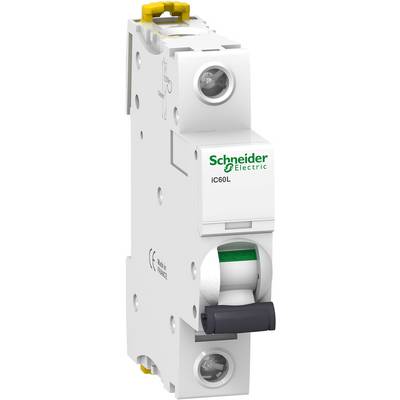 Ein weißer Leitungsschutzschalter von Schneider Electric, Modell iC60L, zur elektrischen Schaltung und Sicherung in Installationen.